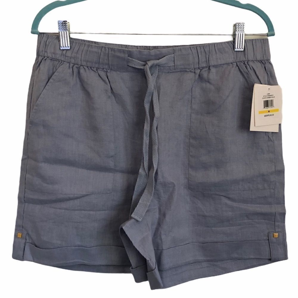 ELLEN TRACY Adjustable Drawstring Linen Shorts - Picture 3 of 8